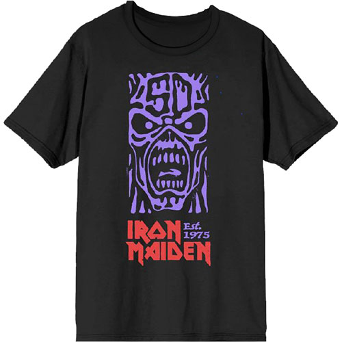 Tričko Iron Maiden - Est. 1975 Stamp Logo Purple, Unisex,Čierna,XL