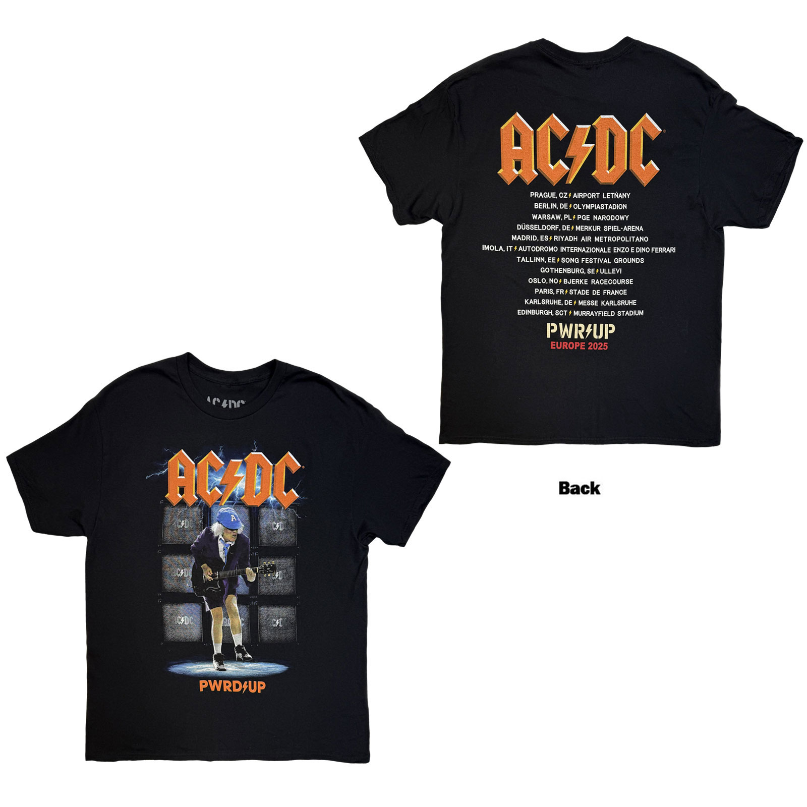 Tričko AC/DC - Angus Amps EU Tour '25, Unisex,Čierna,XXL