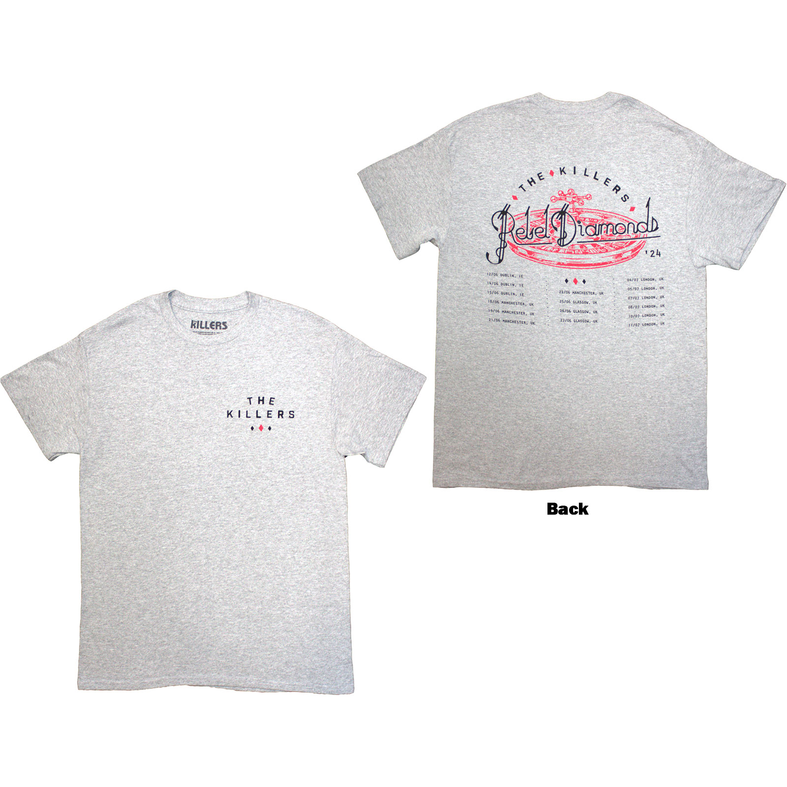 Tričko The Killers - Tour '24 Roulette Wheel, Unisex,Šedá,XXL