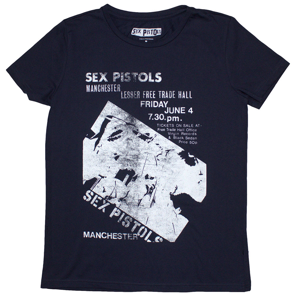 Tričko Sex Pistols - Manchester Flyer, Žena,Modrá,XXL