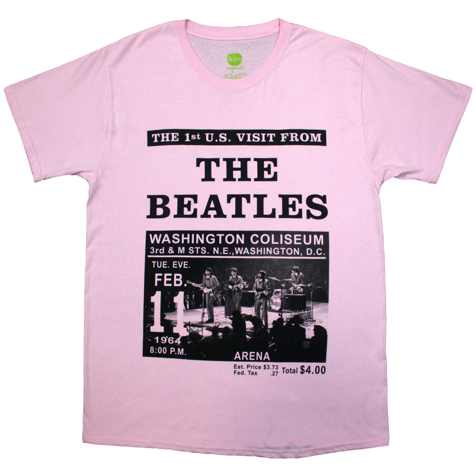 Tričko The Beatles - Washington '64 Promo, Unisex,Ružová,XXL