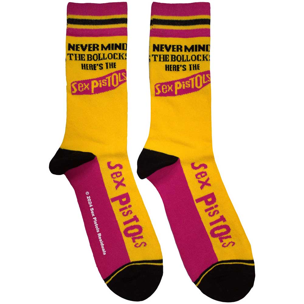 Ponožky Sex Pistols - Never Mind The Bollocks Stripes, Unisex,Žltá,UK 7 - 11