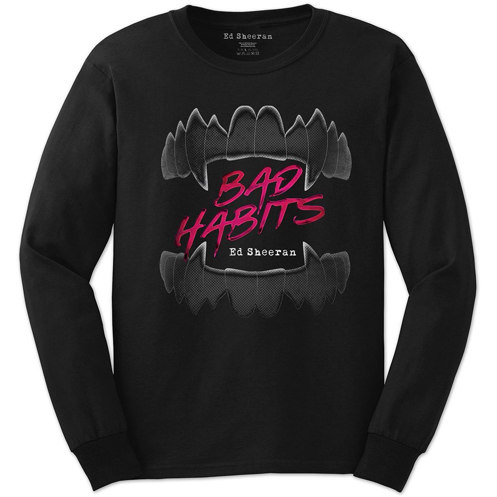 Tričko s dlhým rukávom Ed Sheeran - Bad Habits, Unisex,Čierna,XXL