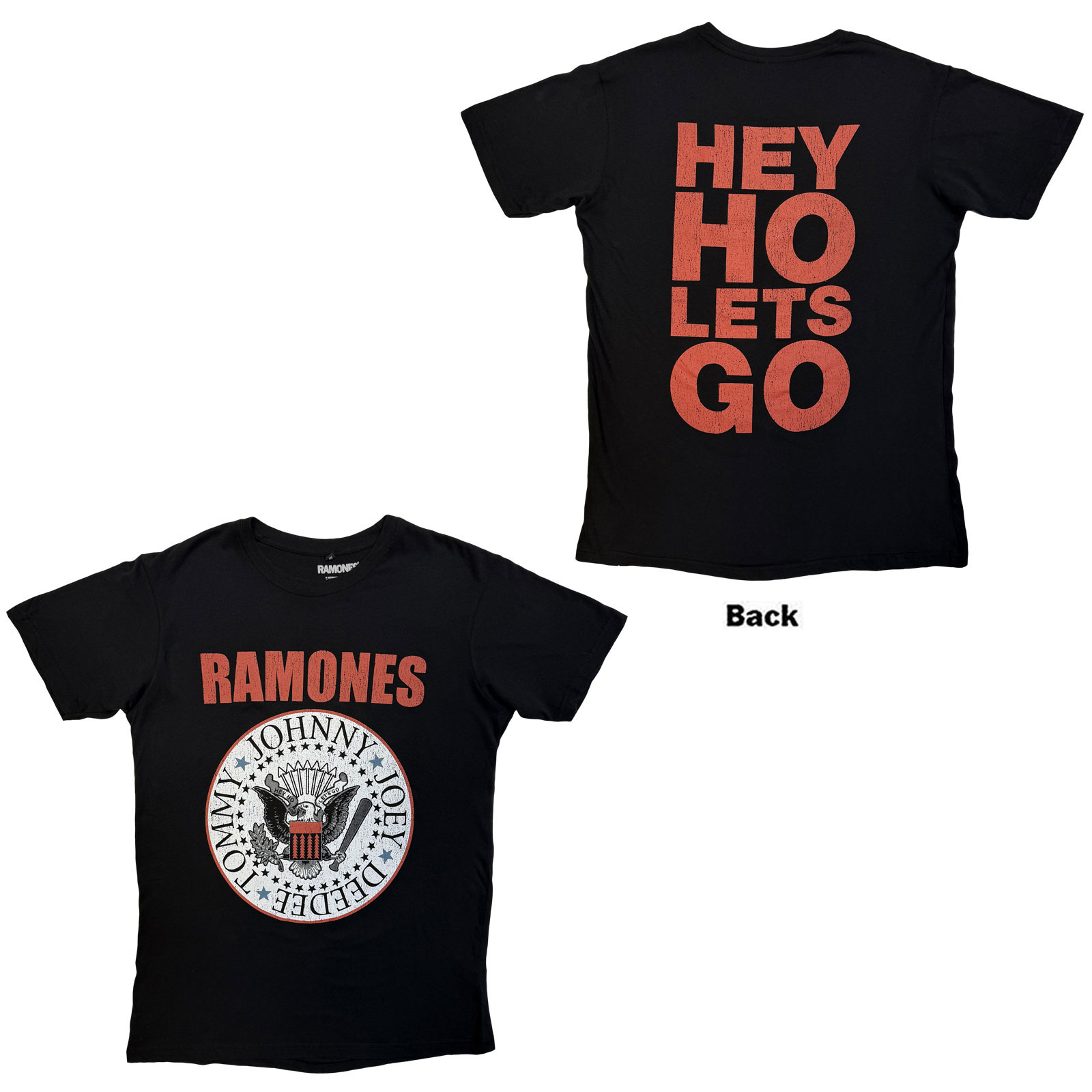 Tričko Ramones - Hey Ho Red Block Text, Unisex,Čierna,XXL