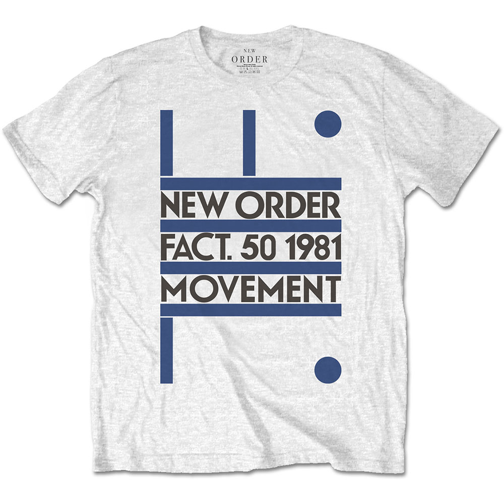 Tričko New Order - Movement, Unisex,Biela,XXL