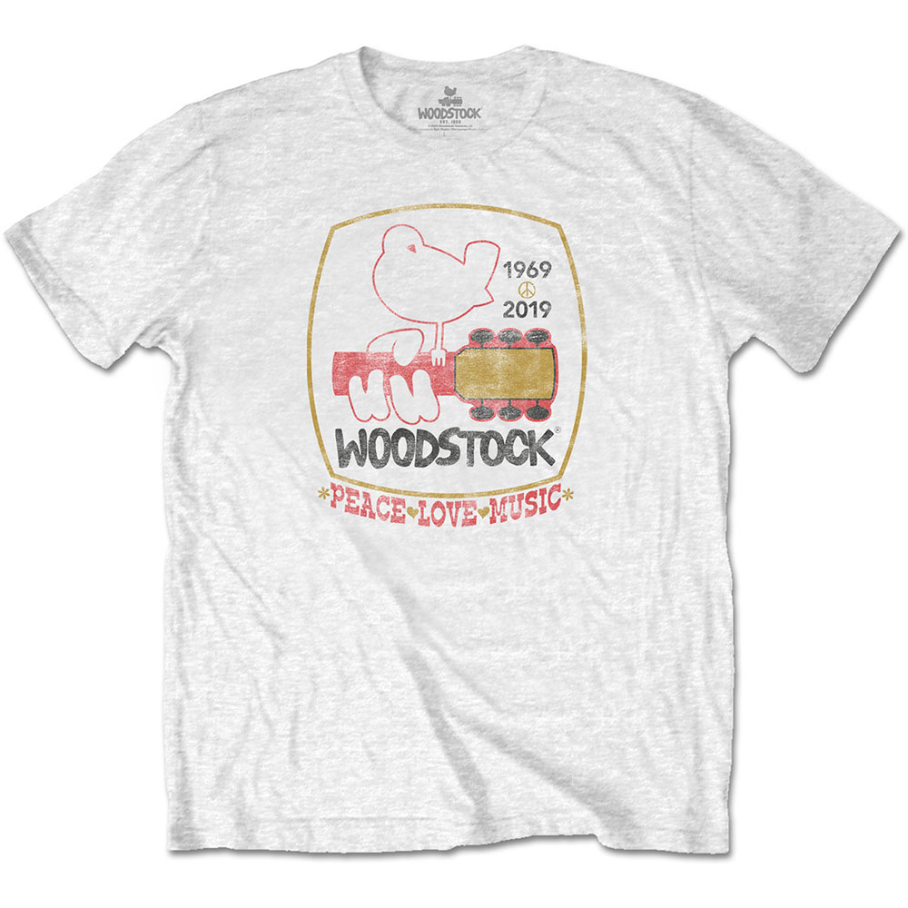 Tričko Woodstock - Peace Love Music, Unisex,Biela,XXL