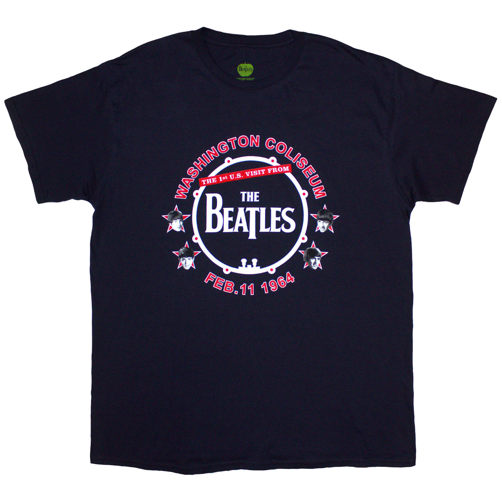 Tričko The Beatles - Washington '64 Drum, Unisex,Modrá,XXL