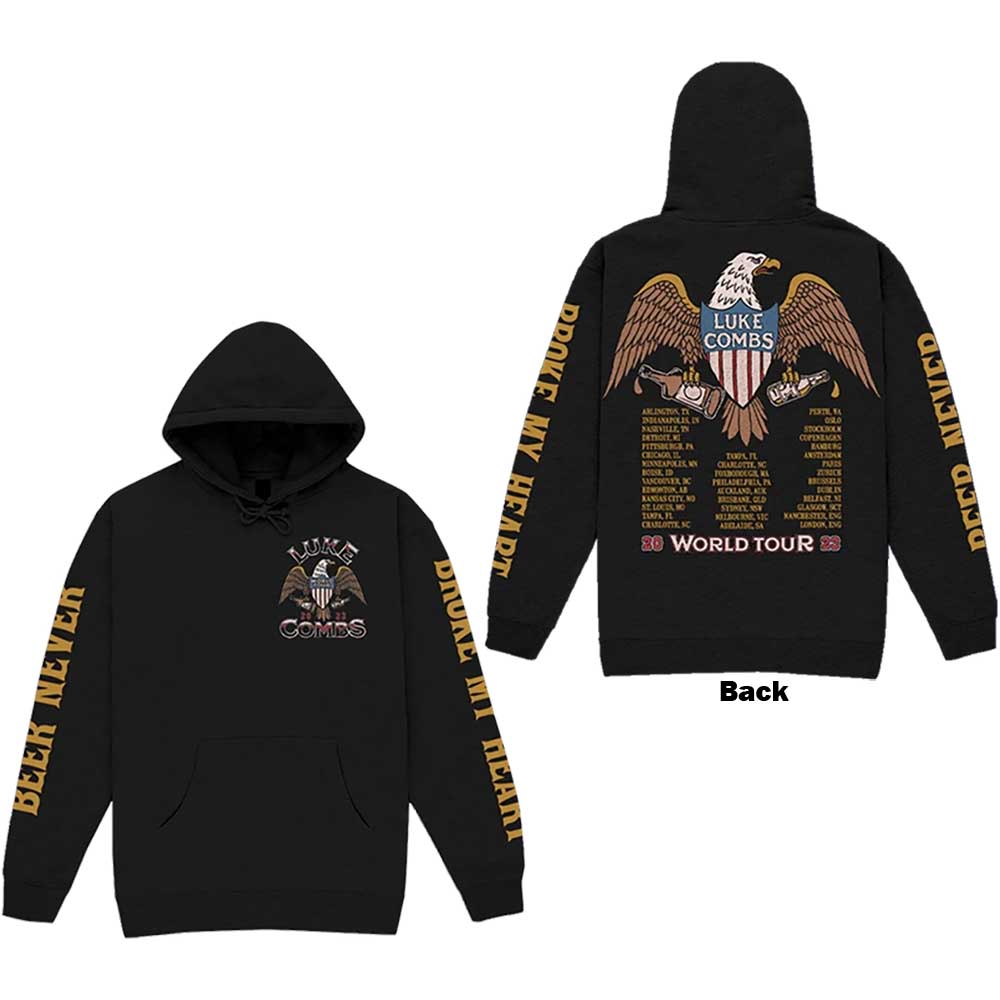 Mikina Luke Combs - Tour '23 Eagle, Unisex,Čierna,S