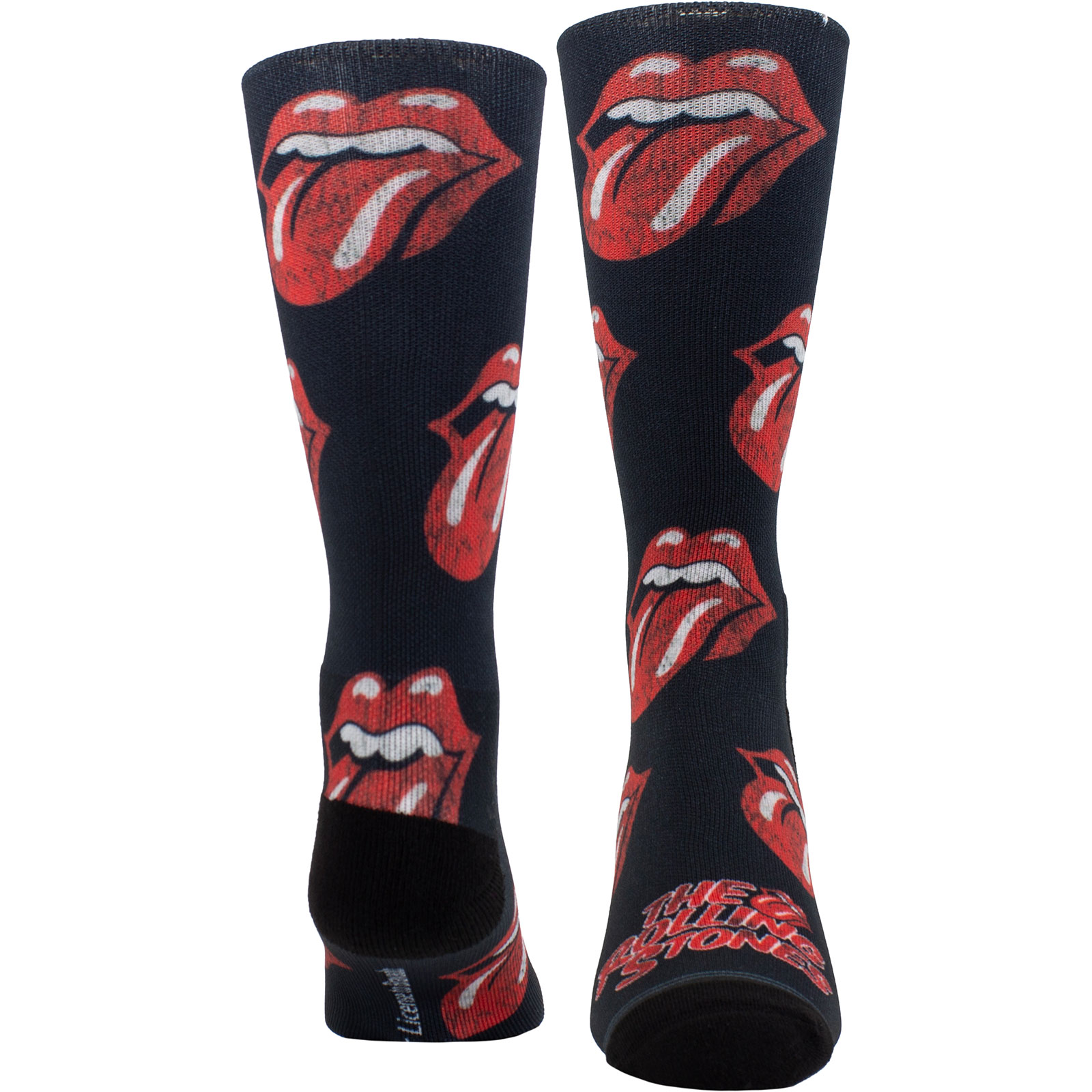 Ponožky The Rolling Stones - Unisex Crew Socks: Allover Tongues Sublimation (Black)  (UK Size 6.5 - 11), Unisex,Čierna,Univerzálna