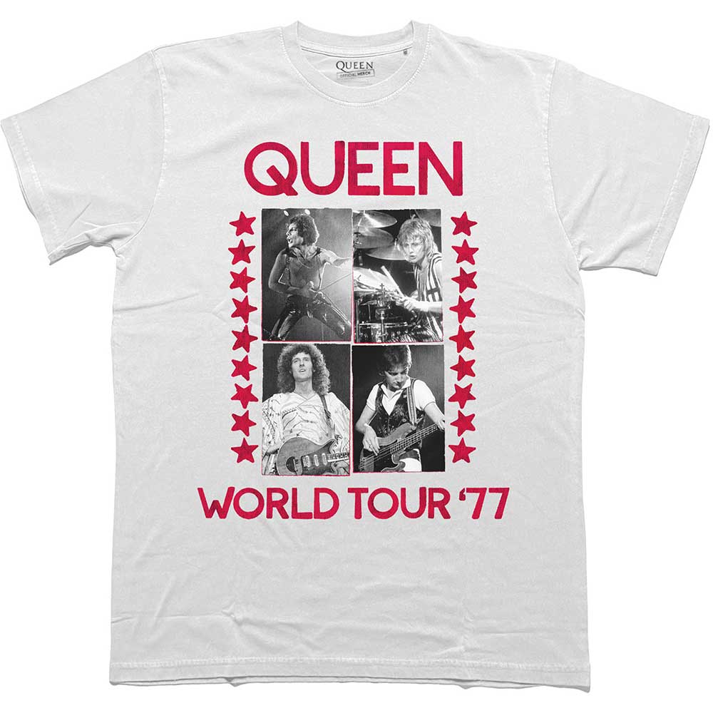 Tričko Queen - World Tour 77, Unisex,Biela,XXL