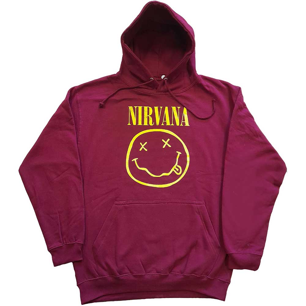 Mikina Nirvana - Yellow Smiley, Unisex,Červená,XS/S