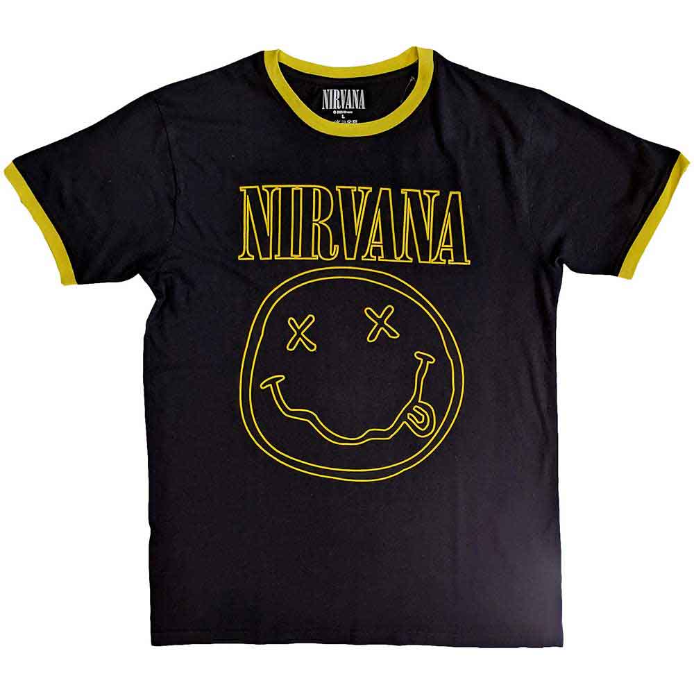 Tričko Nirvana - Outline Happy Face, Unisex,Čierna,XXL