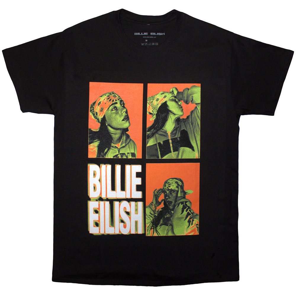 Tričko Billie Eilish - 3 Photo Logo, Unisex,Čierna,XXL