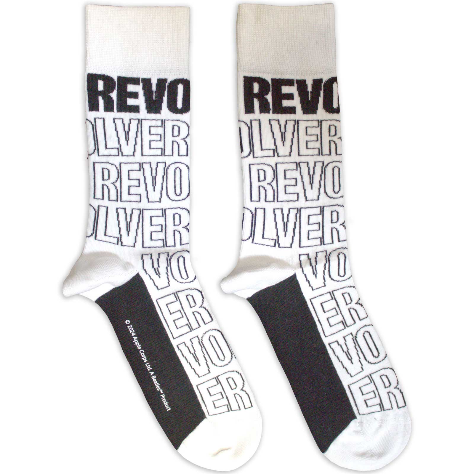 Ponožky The Beatles - Revolver Text Outlines Repeat, Unisex,Biela,UK 7 - 11