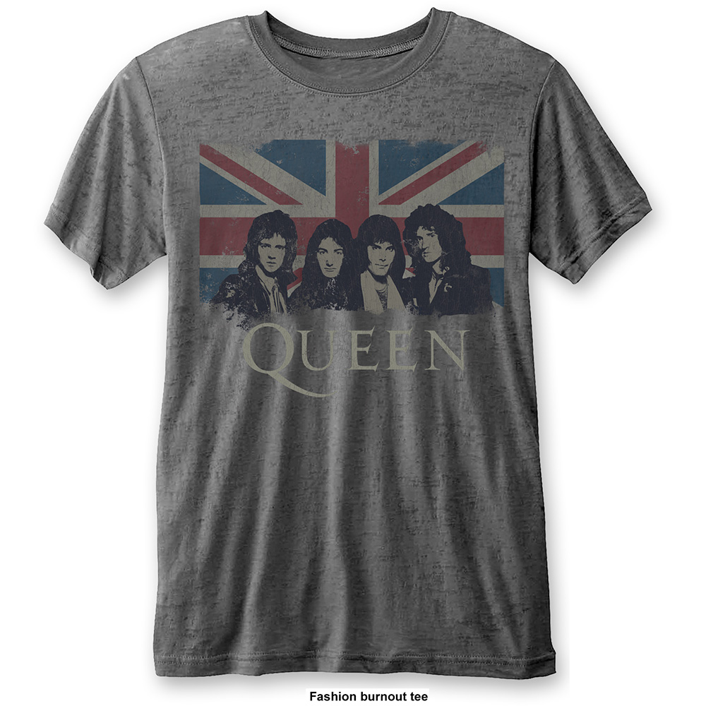 Tričko Queen - Vintage Union Jack, Unisex,Šedá,XXL