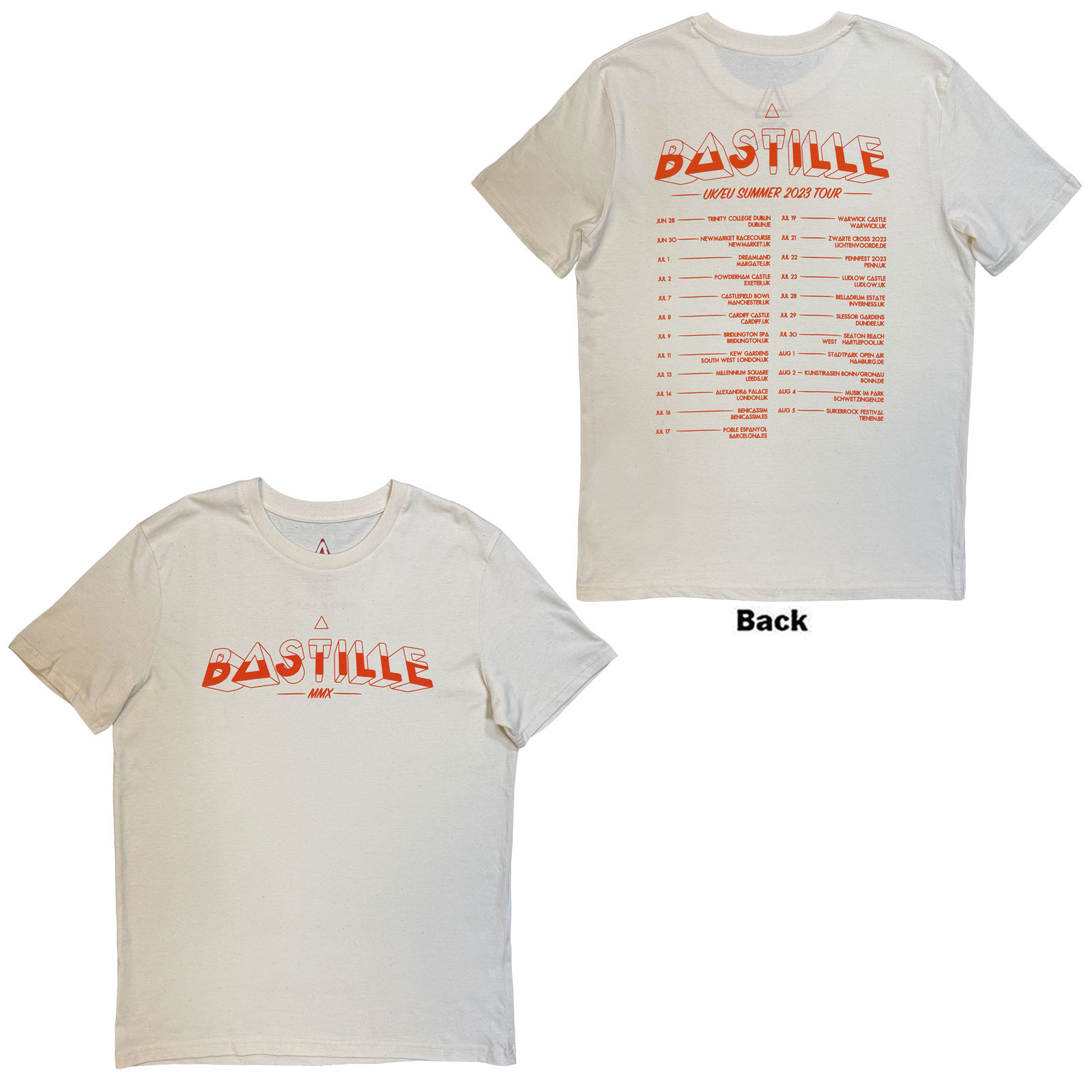Tričko Bastille - Summer UK & EU Tour 23, Unisex,Natural,XL