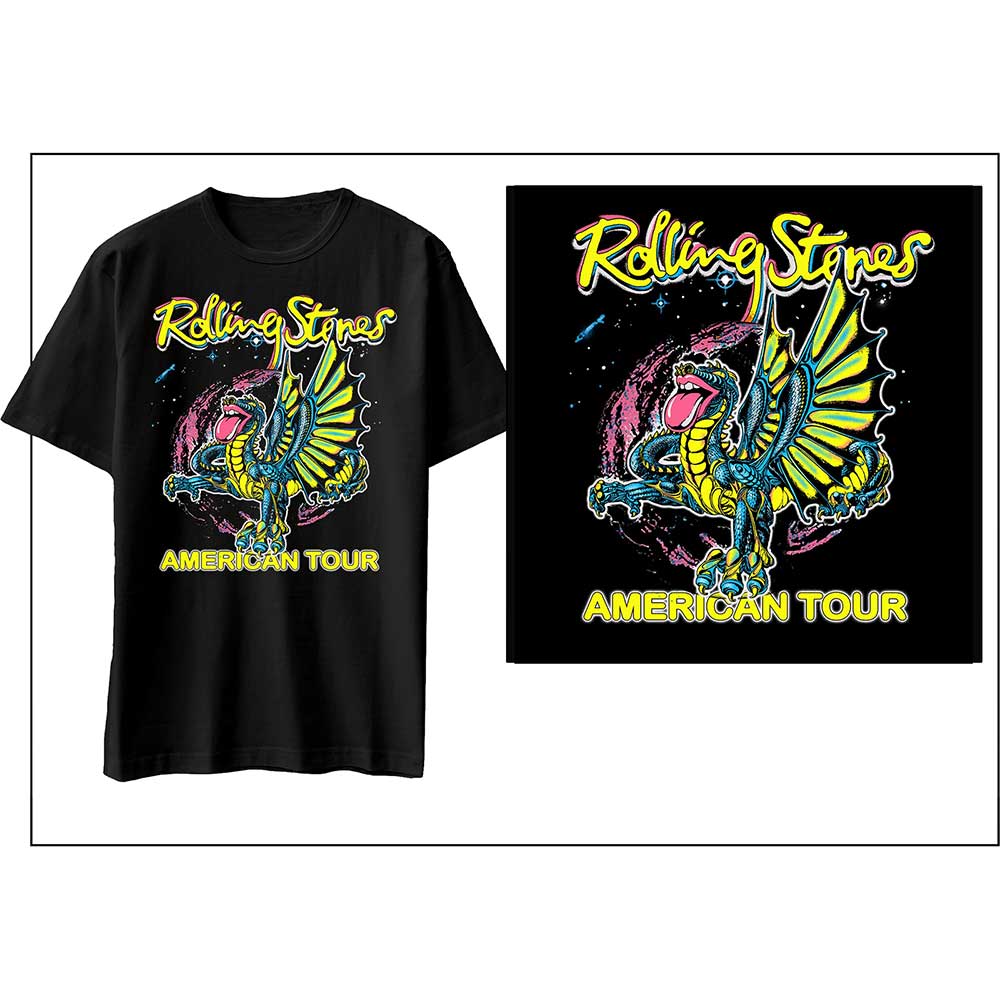 Tričko The Rolling Stones - American Tour Dragon, Unisex,Čierna,XXL
