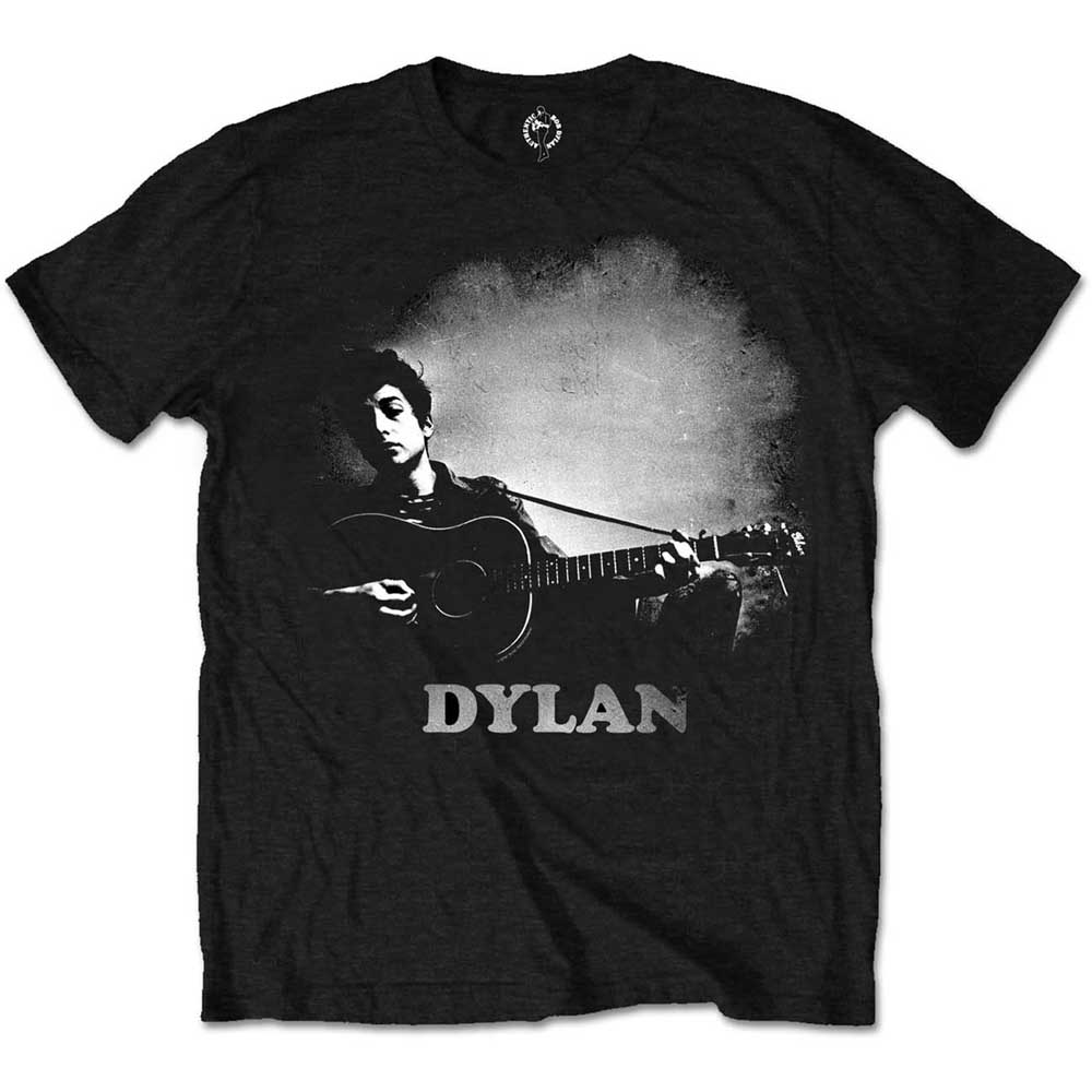 Tričko Bob Dylan - Guitar & Logo, Unisex,Čierna,S