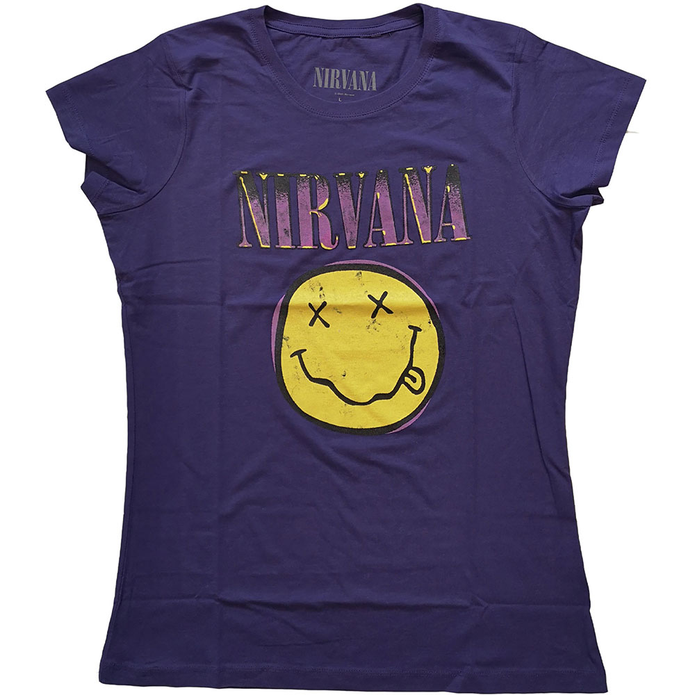 Tričko Nirvana - Xerox Smiley Pink, Žena,Fialová,M