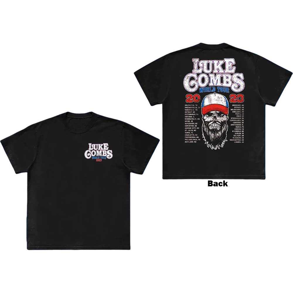 Tričko Luke Combs - Tour '23 Skull, Unisex,Čierna,M
