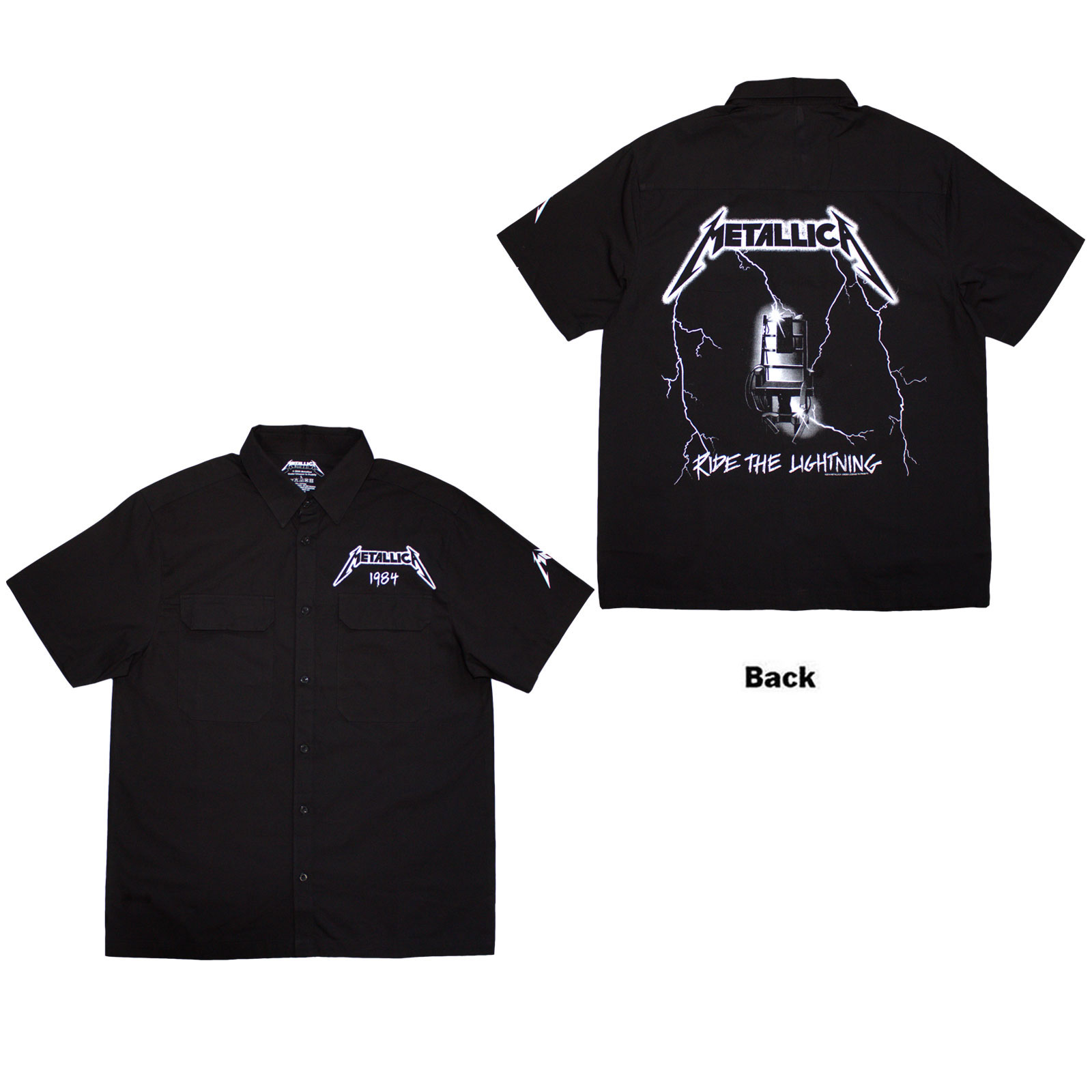 Košeľa Metallica - Ride The Lightning, Unisex,Čierna,XXL