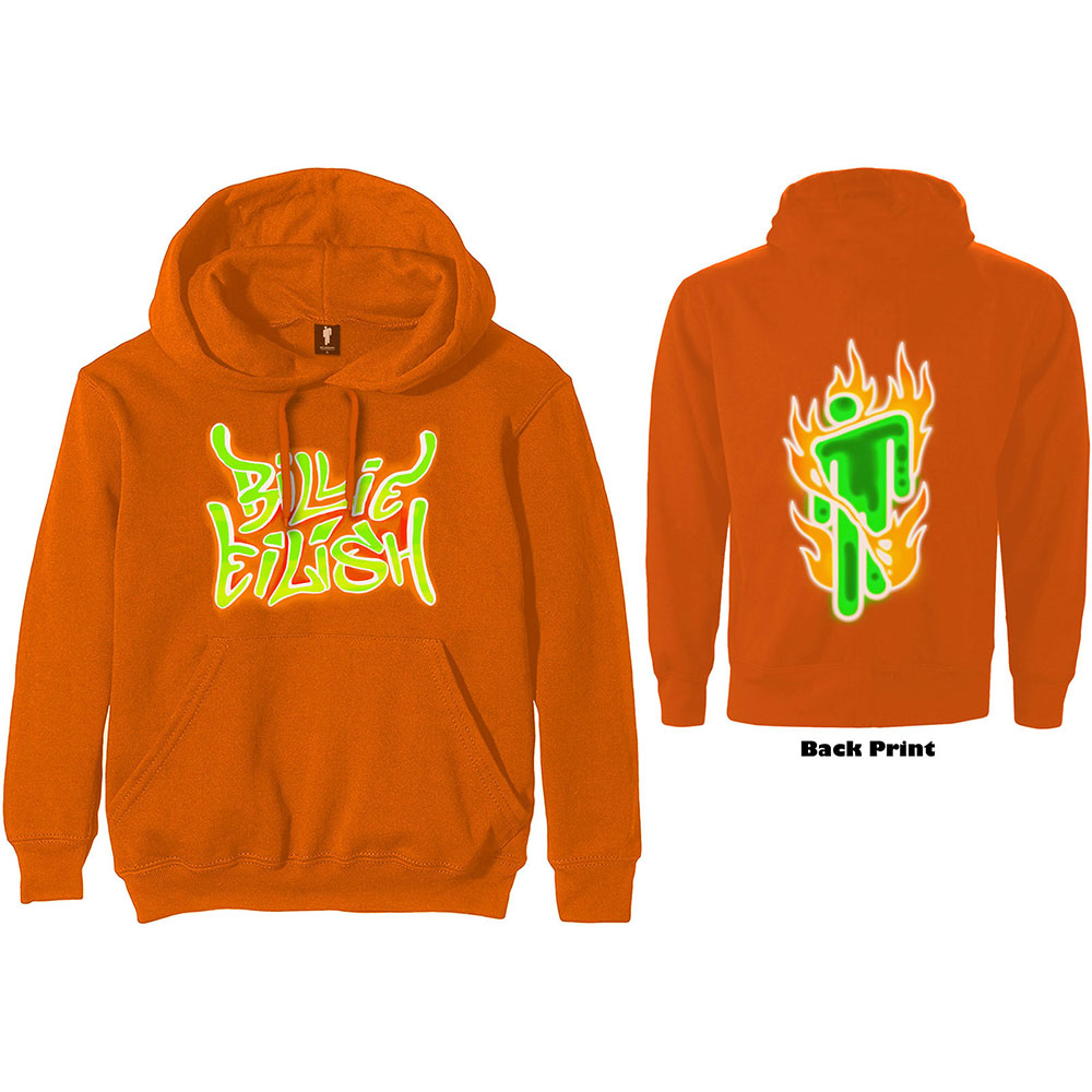 Mikina Billie Eilish - Airbrush Flames Blohsh, Unisex,Oranžová,XXL
