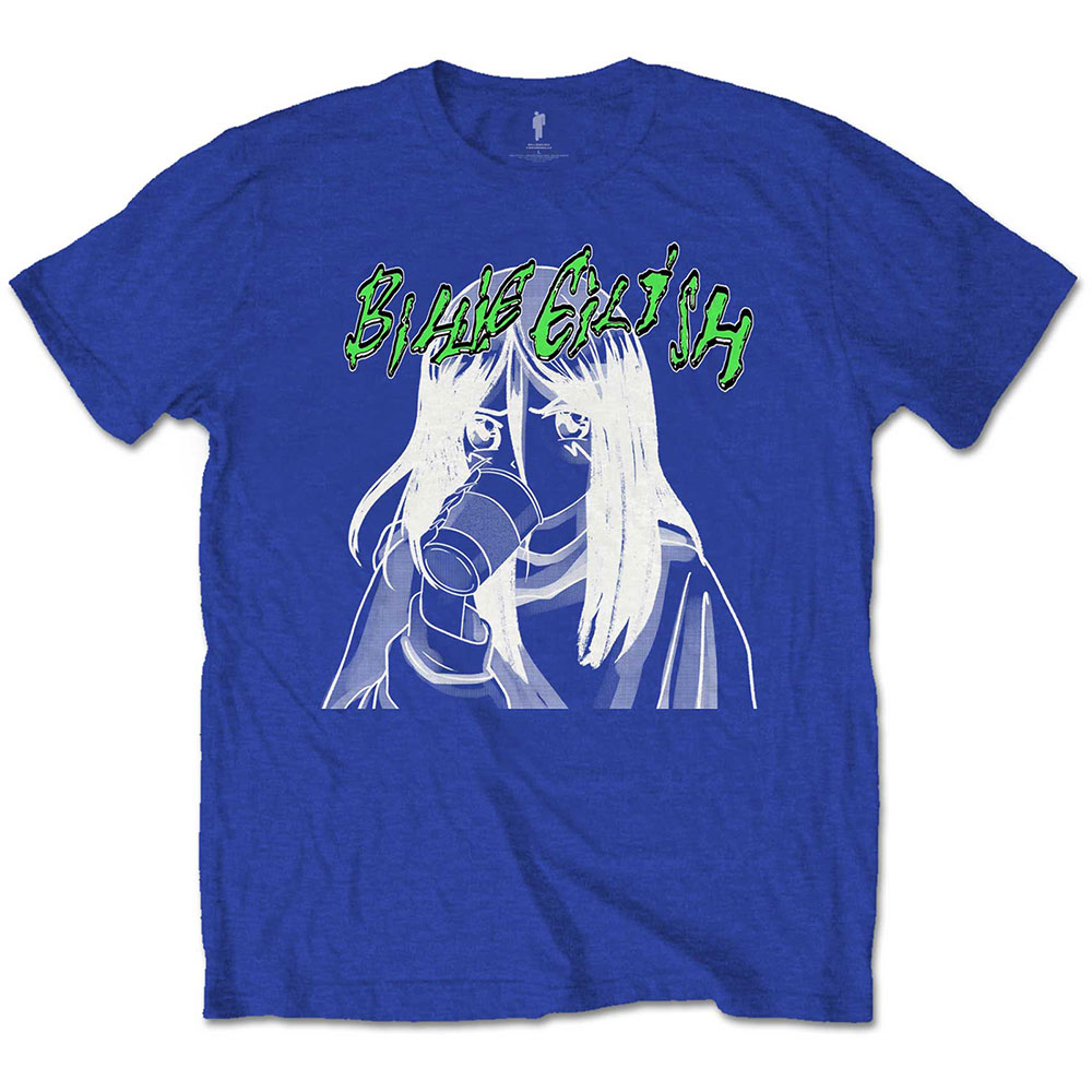 Tričko Billie Eilish - Anime Drink, Unisex,Modrá,XXL