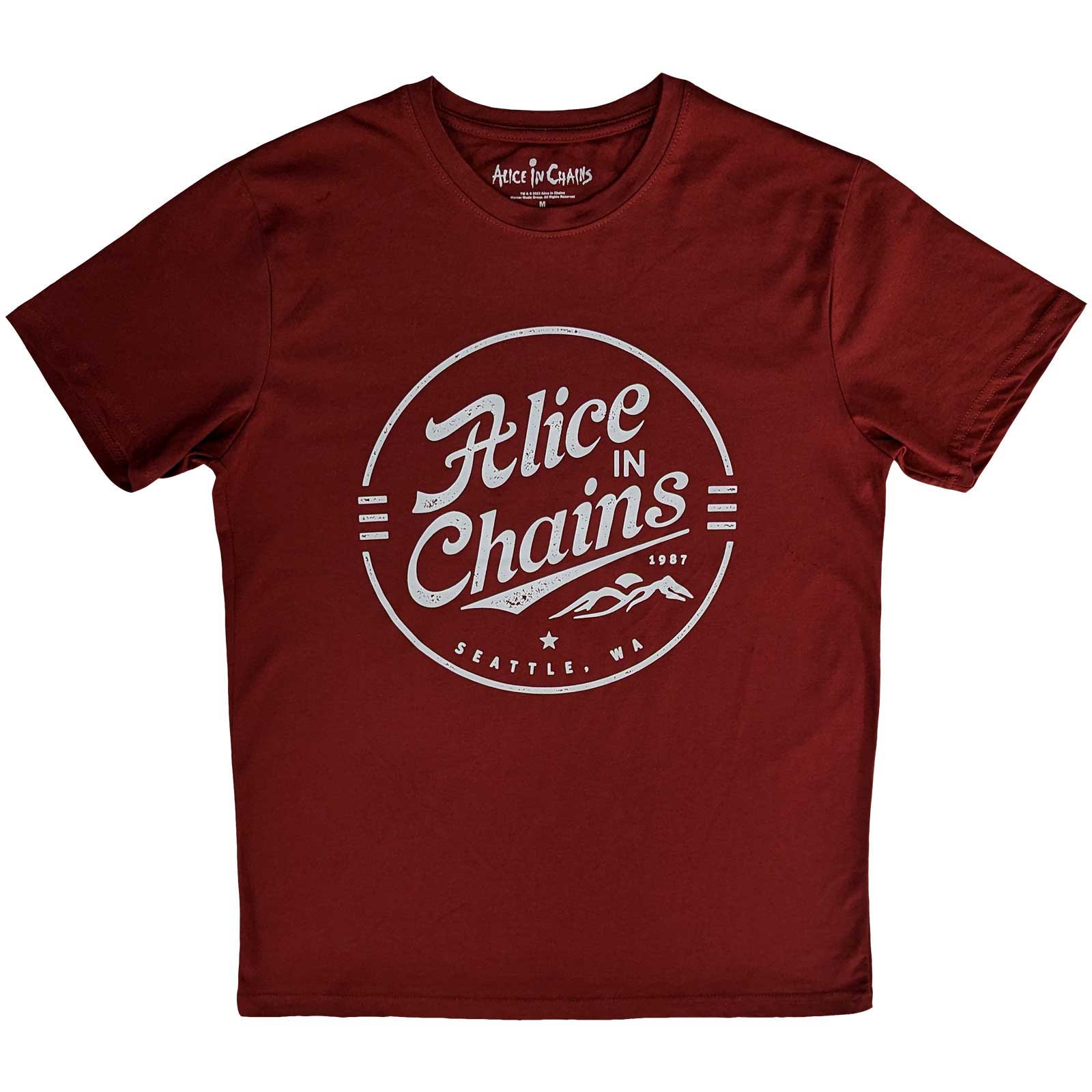 Tričko Alice In Chains - Circle Emblem, Unisex,Červená,XXL