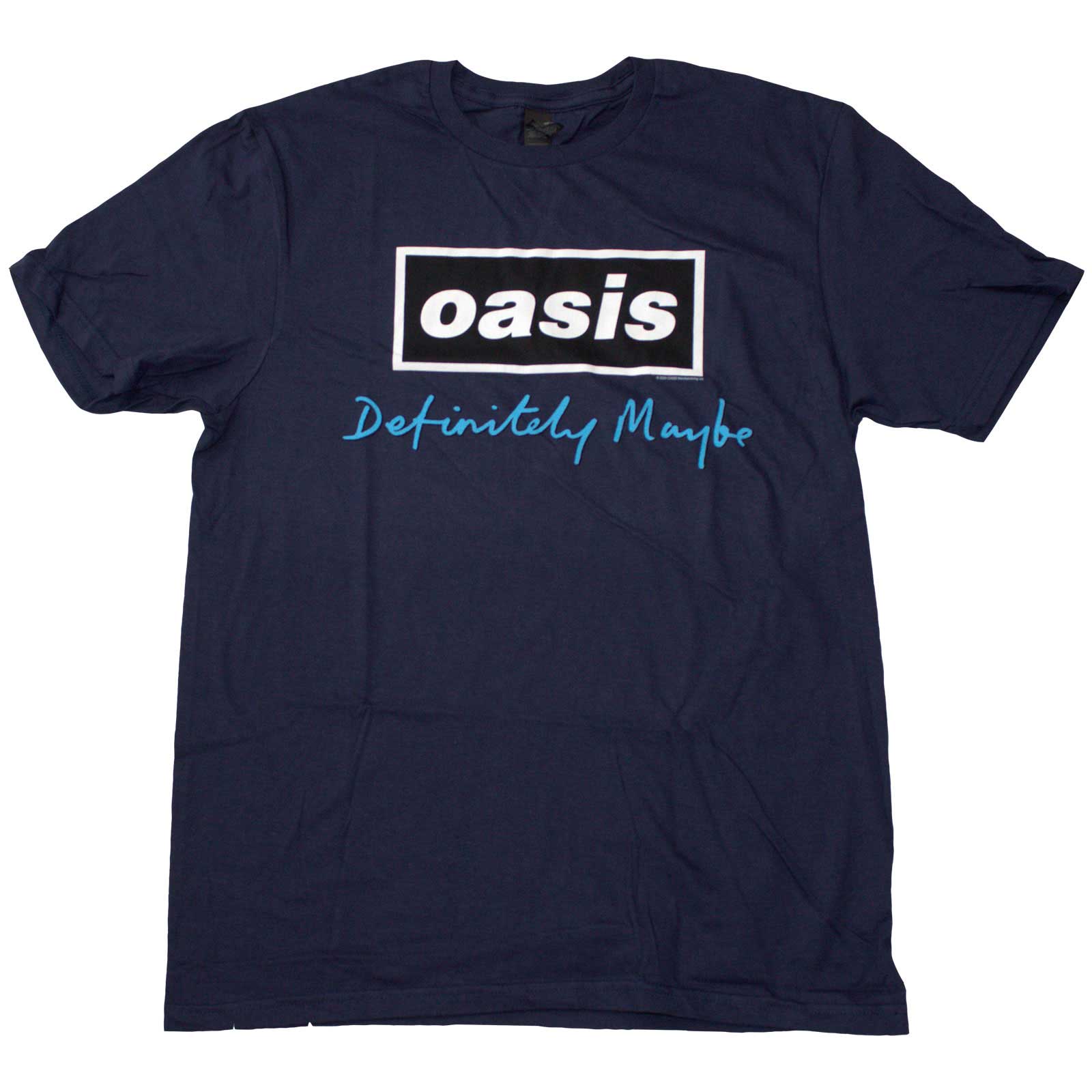 Tričko Oasis - Definitely Maybe Text Logo, Unisex,Modrá,XXL
