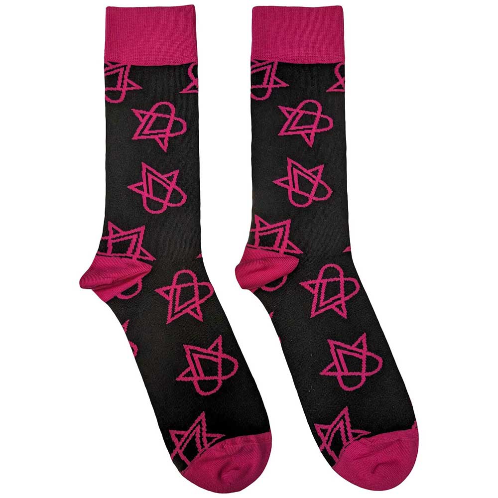 Ponožky HIM - Mini Pink Heartagrams, Unisex,Čierna,UK 7 - 11