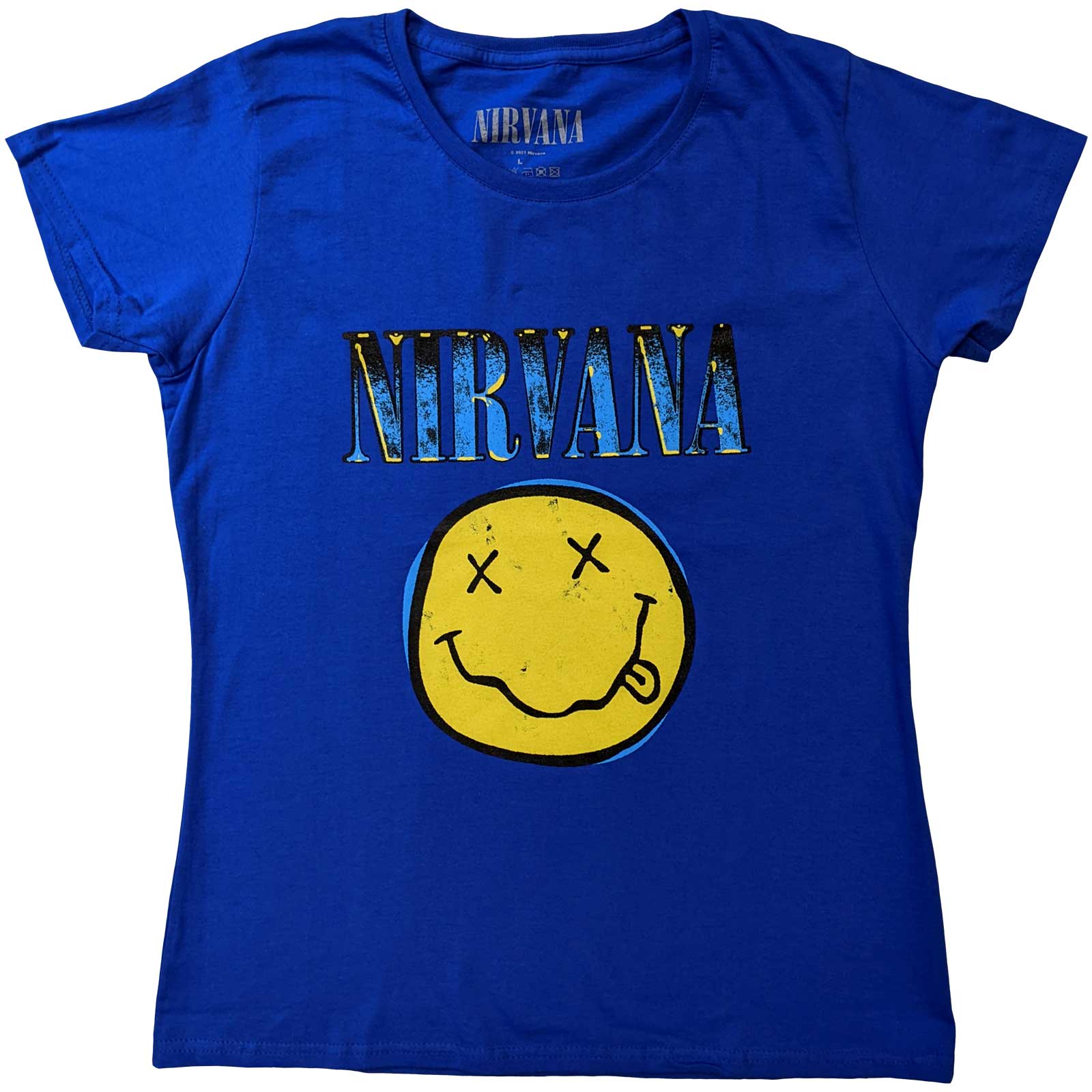 Tričko Nirvana - Xerox Smiley, Unisex,Modrá,M