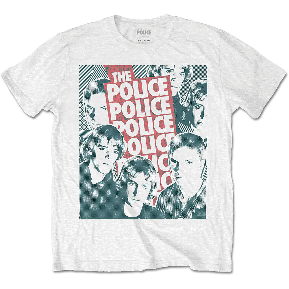 Tričko The Police - Half-tone Faces, Unisex,Biela,XXL