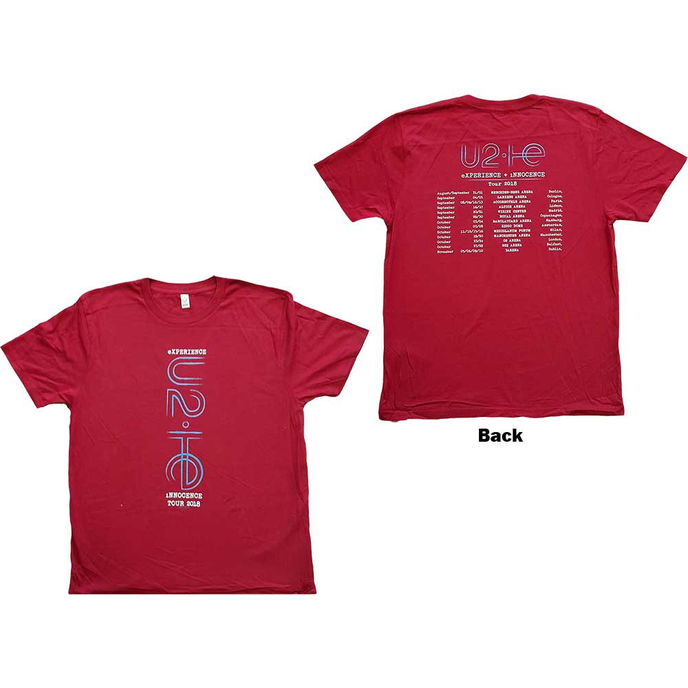 Tričko U2 - I+E 2018 Tour Dates, Unisex,Červená,XXL