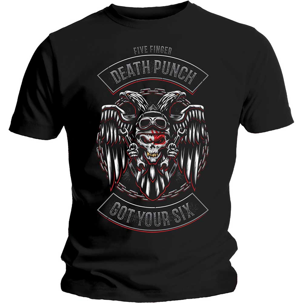 Tričko Five Finger Death Punch - Biker Badge, Unisex,Čierna,XL
