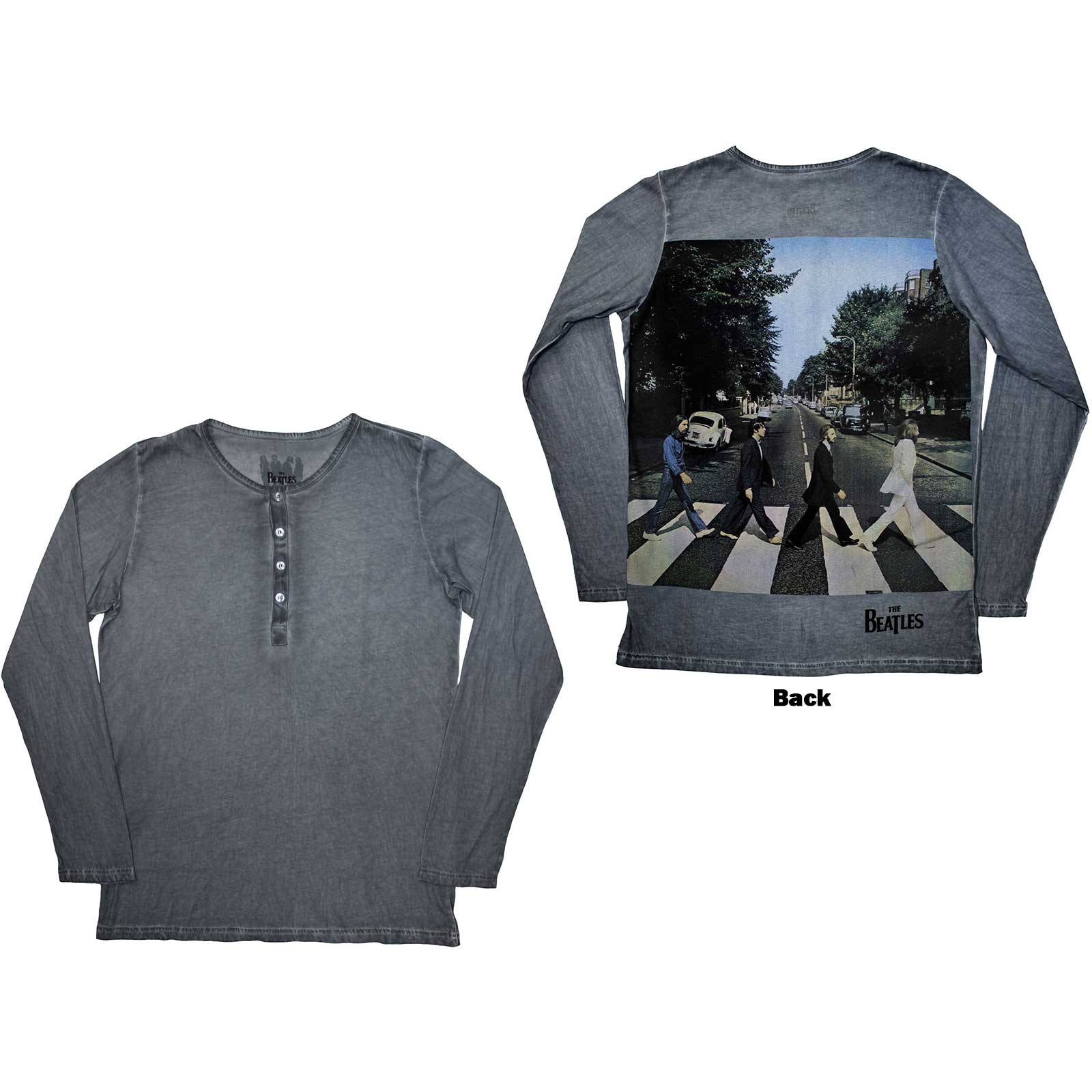 Tričko s dlhým rukávom The Beatles - Abbey Road Back Print Stone Wash, Unisex,Modrá,XL