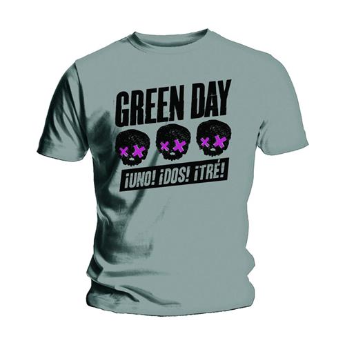 Tričko Green Day - Three Heads Better Than One, Unisex,Šedá,S