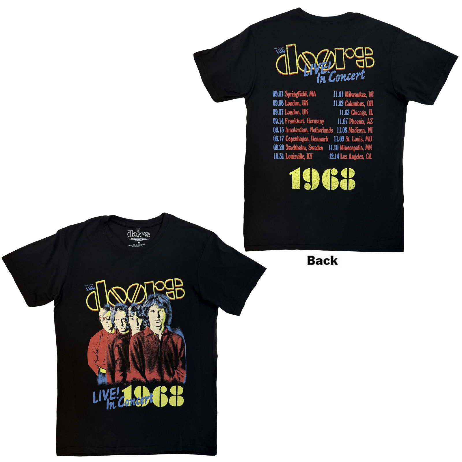 Tričko The Doors - Live In Concert '68, Unisex,Čierna,XXL