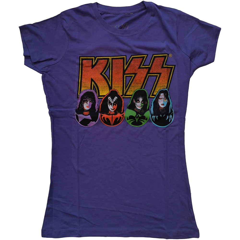 Tričko Kiss - Logo, Faces & Icons, Žena,Fialová,XL