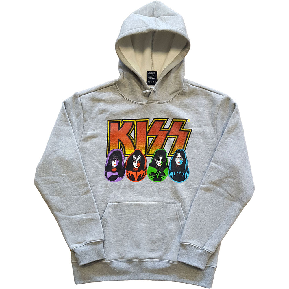 Mikina Kiss - Logo, Faces & Icons, Unisex,Šedá,XXL