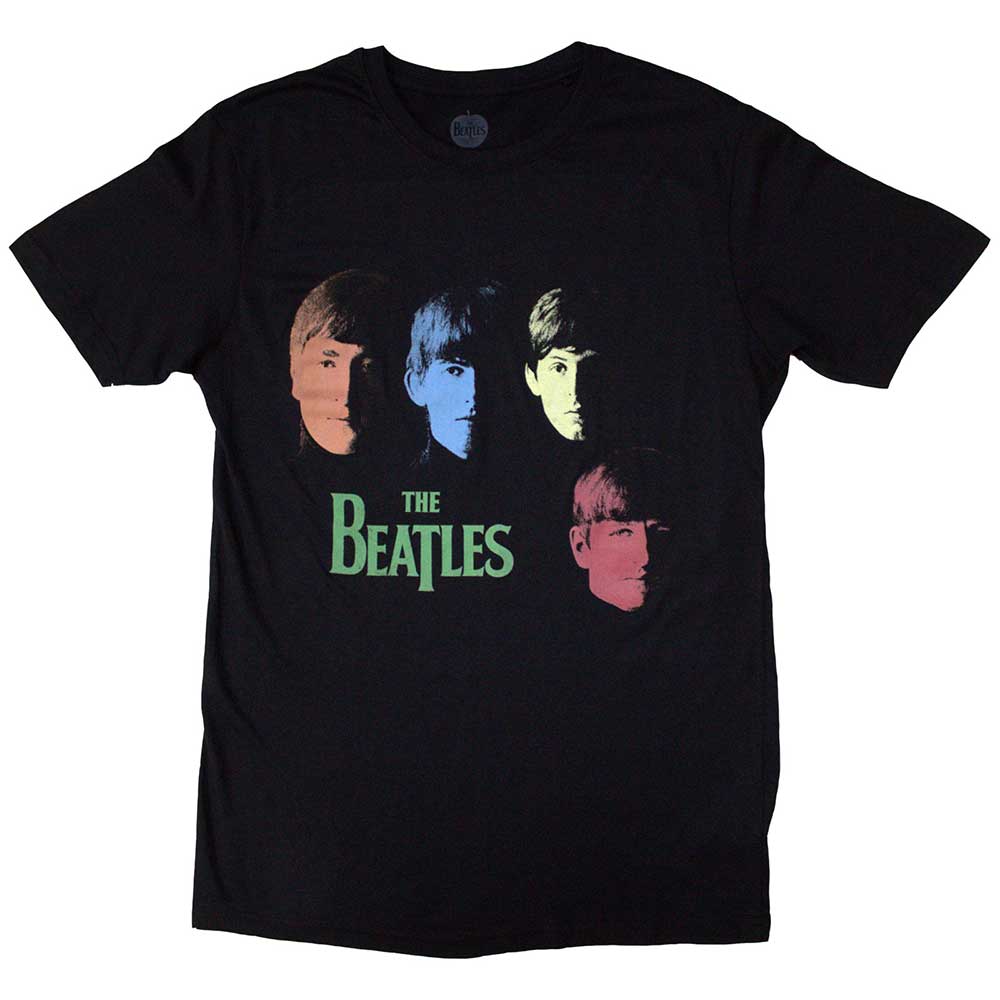 Tričko The Beatles - Colour Faces, Unisex,Čierna,M