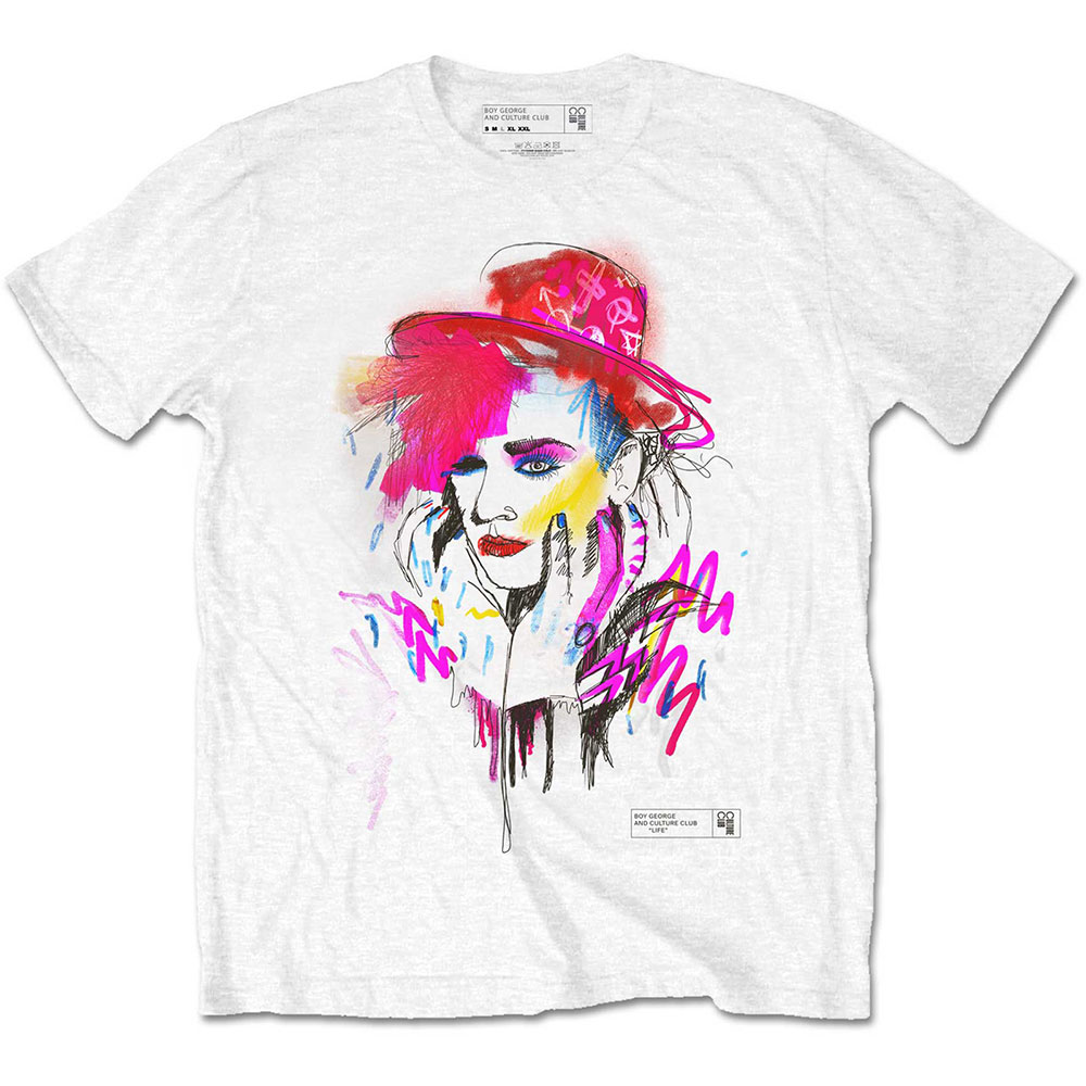 Tričko Boy George & Culture Club - Drawn Portrait, Unisex,Biela,XL