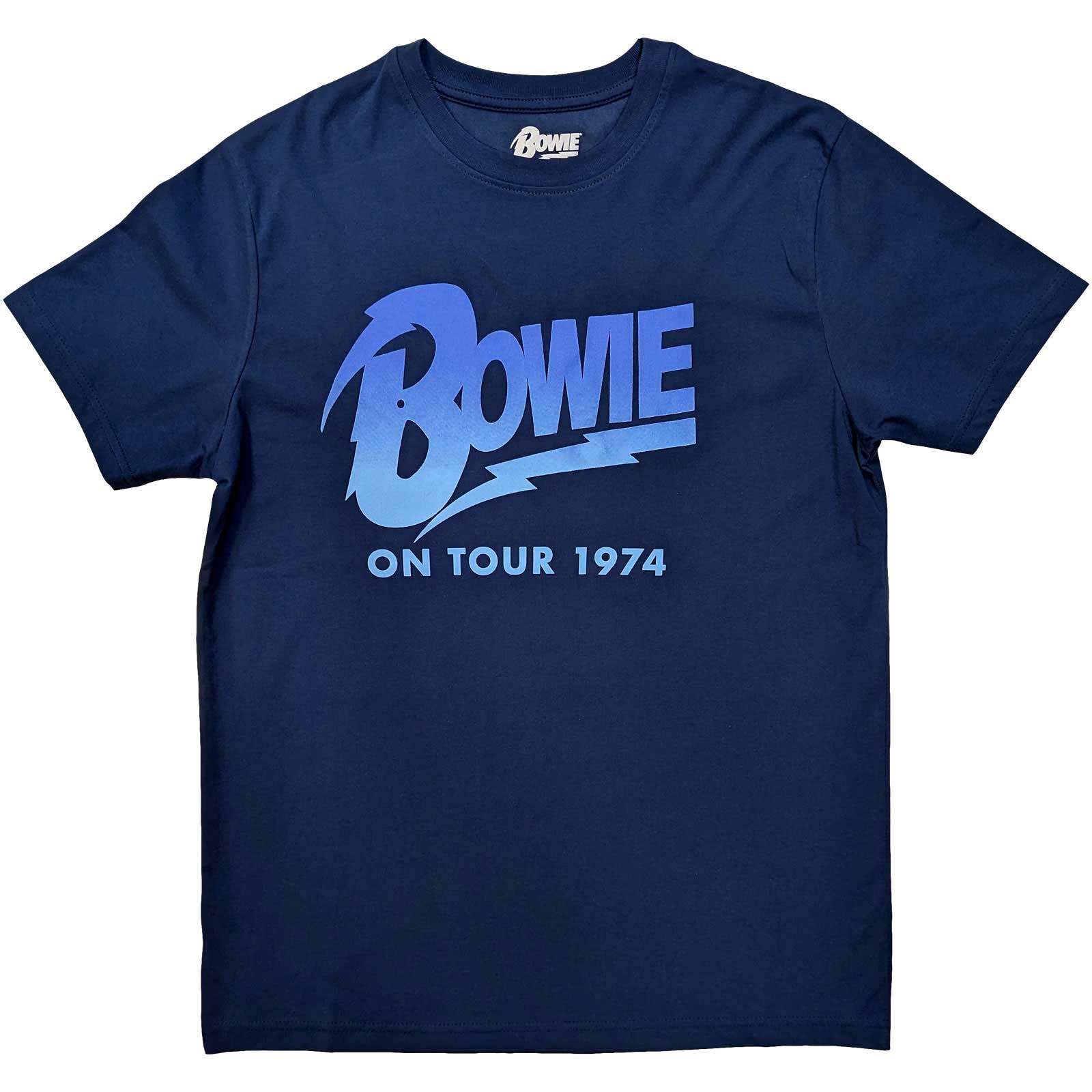 Tričko David Bowie - On Tour 1974, Unisex,Modrá,XXL