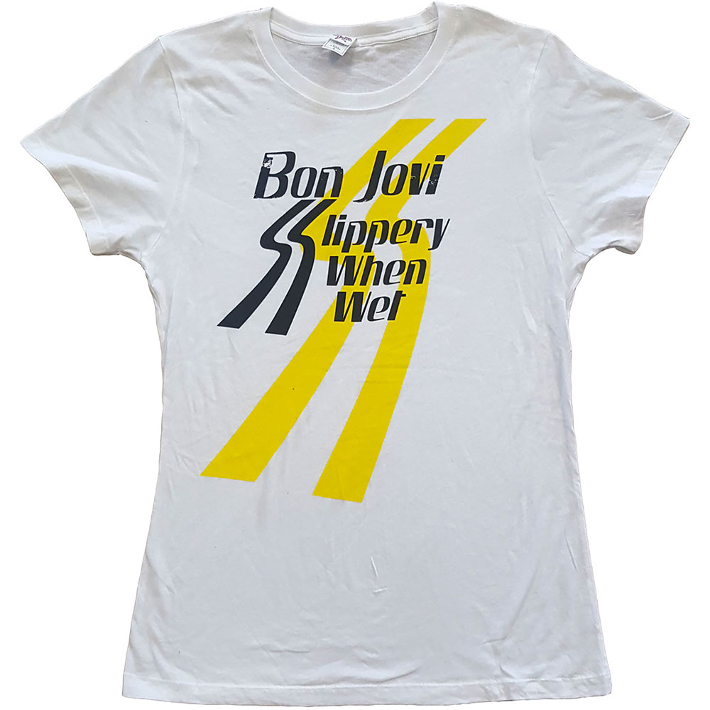 Tričko Bon Jovi - Slippery When Wet, Unisex,Biela,XL
