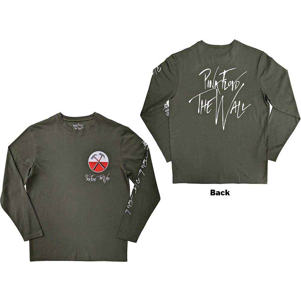 Tričko s dlhým rukávom Pink Floyd - The Wall Hammers Logo, Unisex,Zelená,XL