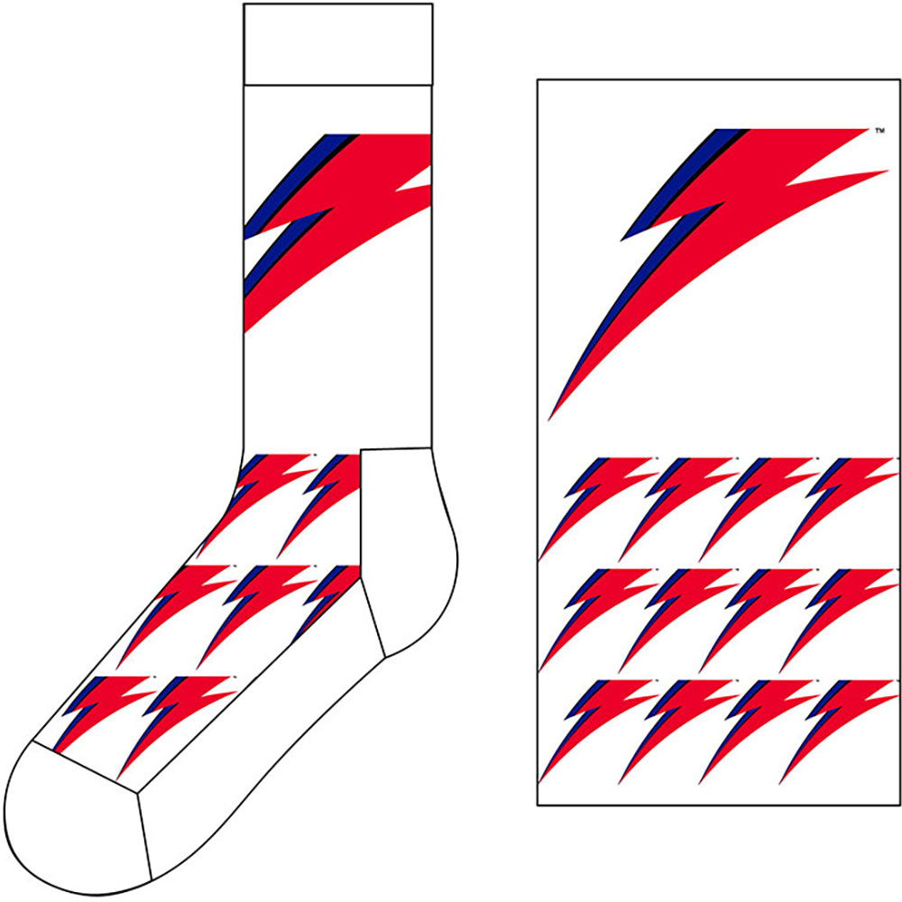 Ponožky David Bowie - Flash, Unisex,Biela,UK 7 - 11