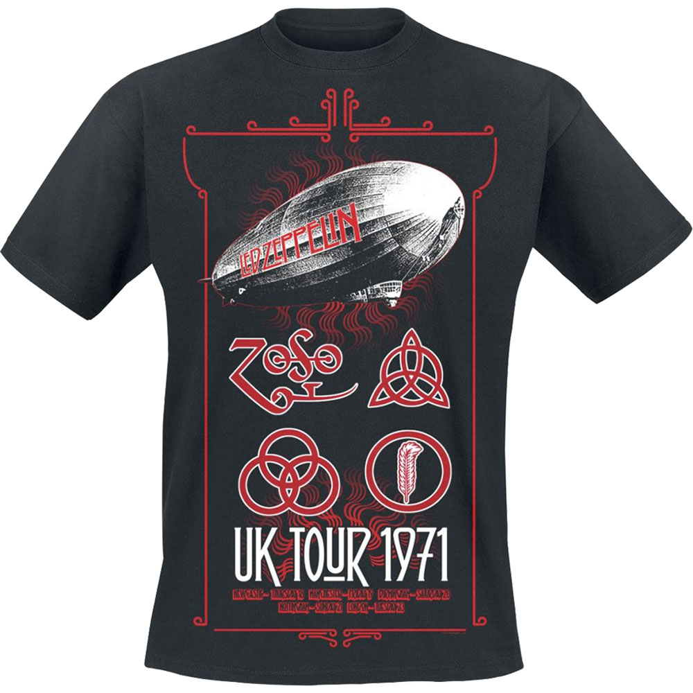 Tričko Led Zeppelin - UK Tour '71., Unisex,Čierna,XXL