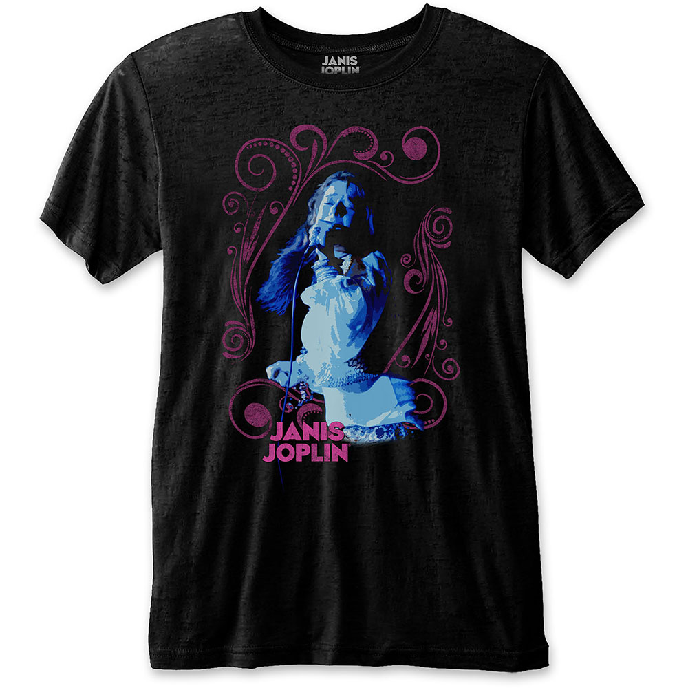 Tričko Janis Joplin - Floral Frame, Unisex,Čierna,XL