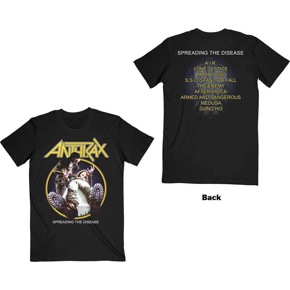 Tričko Anthrax - Spreading The Disease Track list, Unisex,Čierna,S