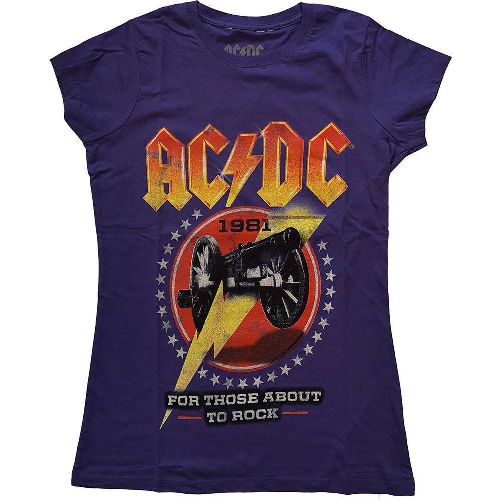 Tričko AC/DC - For Those About To Rock '81, Žena,Fialová,L