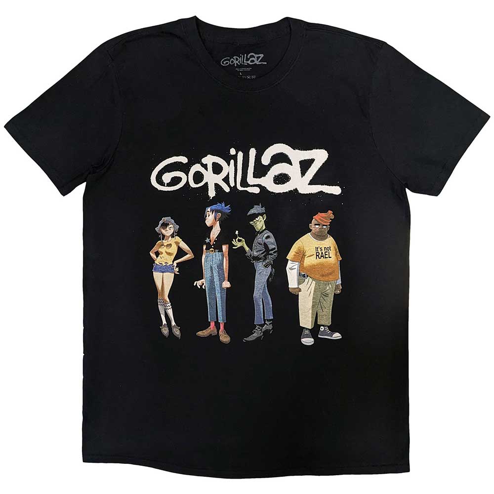 Tričko Gorillaz - Spray Logo Group, Unisex,Čierna,XXL
